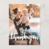 シンプルScript子供の誕生日写真ありがとう ポストカード (正面)