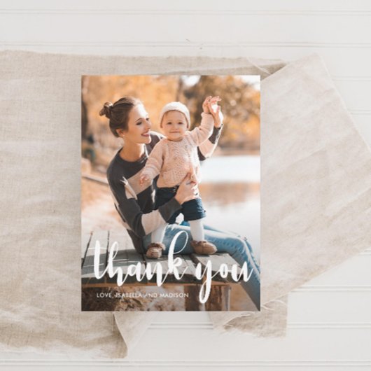 シンプルScript子供の誕生日写真ありがとう ポストカード