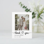 シンプルScript手書き写結婚真ありがとう ポストカード (スタンド正面)