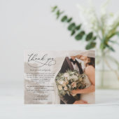 シンプルScript手書き写結婚真ありがとう ポストカード (スタンド正面)