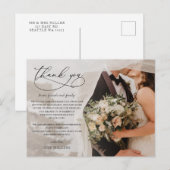 シンプルScript手書き写結婚真ありがとう ポストカード (正面/裏面)