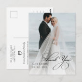 シンプルScript手書き写結婚真ありがとう ポストカード (正面/裏面)