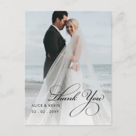 シンプルScript手書き写結婚真ありがとう ポストカード