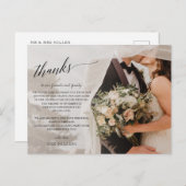 シンプルScript手書き写結婚真ありがとう ポストカード (正面/裏面)