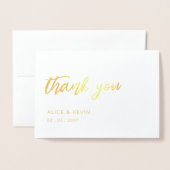シンプルScript手書き写結婚真ありがとう 箔カード (封筒付き正面)