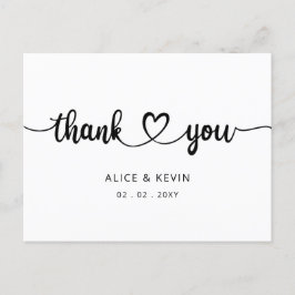 シンプルScript手書き結婚の感謝 ポストカード