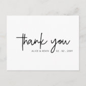 シンプルScript手書き結婚の感謝 ポストカード (正面)