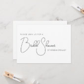 シンプルScript白黒ブライダルシャワー招待状 カード (正面/裏面インサイチュ)