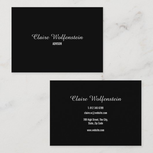 シンプルScript白黒プロフェッショナル 名刺 (正面/裏面)