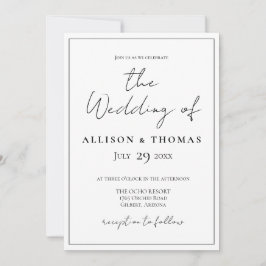 シンプルScript白黒結婚式招待状 招待状