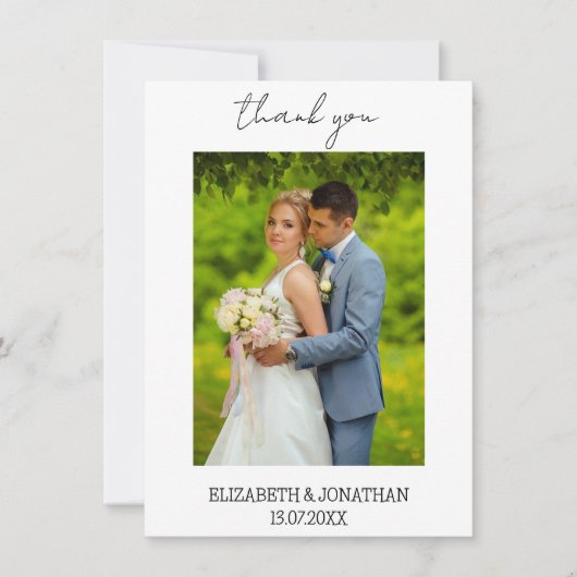 シンプルScript結婚の写真 サンキューカード (正面)