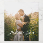 シンプルScript結婚の写真 ワインラベル (シングルラベル)