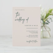 シンプルScript結婚式招待状告知カード 招待状 (スタンド正面)