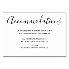 シンプルScript結婚 Accommodation Card テーブルナンバー