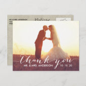 シンプルScript結婚 Thank Youポストカード ポストカード (正面/裏面)