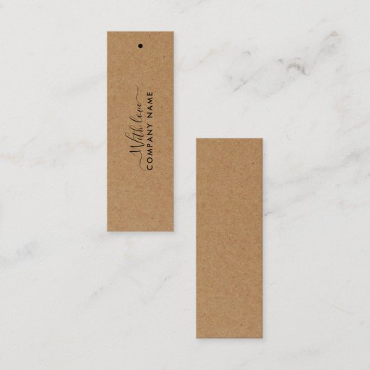シンプルScript - 素朴 Country Kraft Giftラベル スキニー名刺 (正面/裏面)