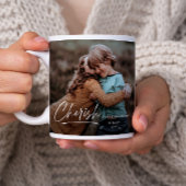 シンプルScript 2フォトクリスマスホリデー ジャンボコーヒーマグカップ