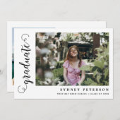 シンプルScript 2写モダン真卒業パーティー 招待状 (正面/裏面)