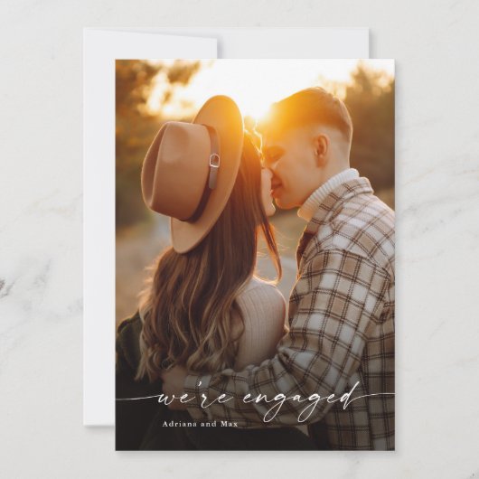 シンプルScript 2写真の結婚婚約 招待状 (正面)