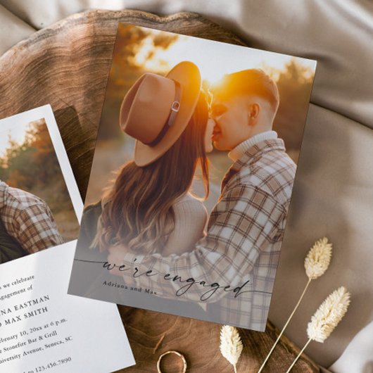 シンプルScript 2写真の結婚婚約 招待状