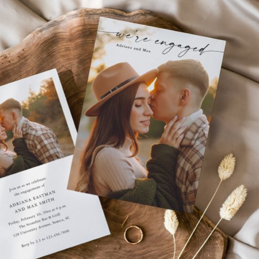 シンプルScript 2写真の結婚婚約 招待状