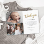 シンプルScript 3フォトコラージュベビーありがとう ポストカード