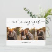 シンプルScript 3フォトコラージュ結婚の婚約 招待状 (スタンド正面)