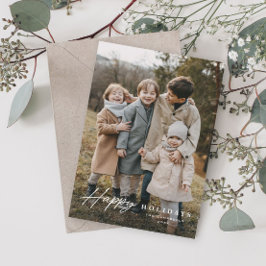 シンプルScript 3フォトハッピー シーズンカード