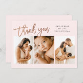 シンプルScript 3フォトベビー誕生 サンキューカード (正面/裏面)