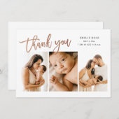 シンプルScript 3フォトベビー誕生 サンキューカード (正面/裏面)