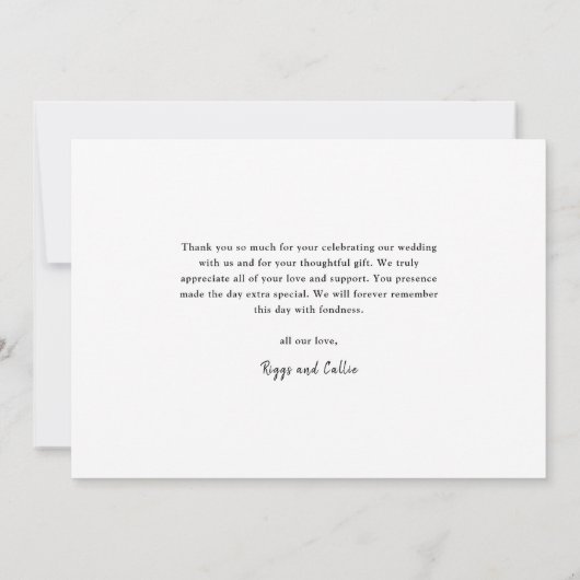 シンプルScript 3フォト結婚ズ サンキューカード (裏面)