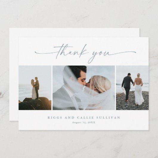 シンプルScript 3フォト結婚ズ 招待状 (正面/裏面)