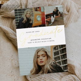 シンプルScript 3写真卒業パーティー 箔招待状