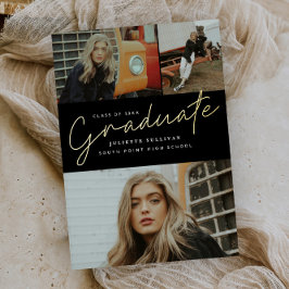 シンプルScript 3写真卒業パーティー 箔招待状