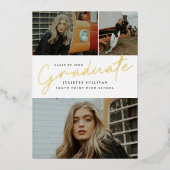 シンプルScript 3写真卒業パーティー 箔招待状 (正面)