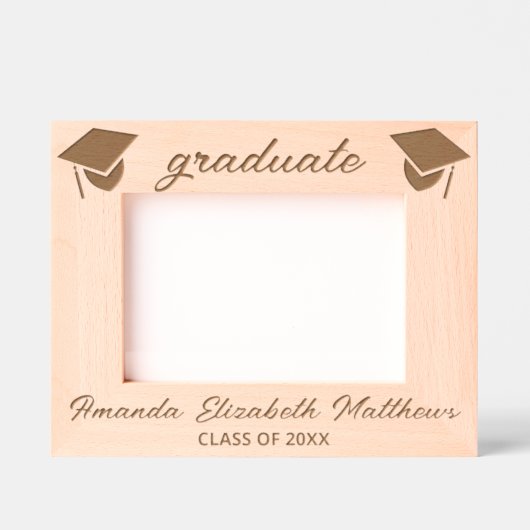 シンプルScript 7x5Lシッエレガントク卒業写真 レーザー彫刻フレーム (正面)