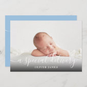 シンプルScript A特殊配信ベビーフォト誕生 案内状 (正面/裏面)