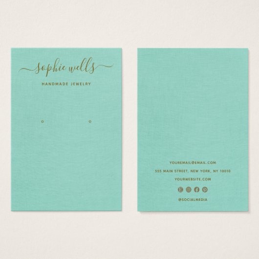 シンプルScript Aqua Blue Earringディスプレイホルダー (正面&裏面)