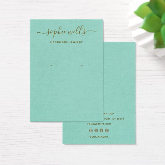 シンプルScript Aqua Blue Earringディスプレイホルダー (デスク)