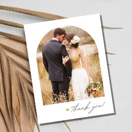 シンプルScript Arch Photo's 結婚 Thank You ポストカード