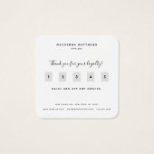 シンプルScript Blackおよび金ゴールドモノグラムロイヤリティカード (裏面)