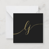 シンプルScript Black金ゴールドひなパーソナライズされた形 ノートカード (裏面)