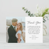 シンプルScript Black and White Photo結婚's サンキューカード (スタンド正面)