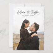 シンプルScript Black and White Photo結婚's 招待状 (裏面)