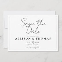 シンプルScript Black and White Save the Date