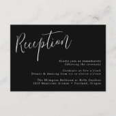 シンプルScript Black and White Wedding Reception エンクロージャーカード (正面)
