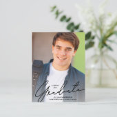 シンプルScript Black Overlay写真卒業 ポストカード (スタンド正面)