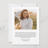 シンプルScript Black Photo Graduation Announcement 招待状 (裏面)