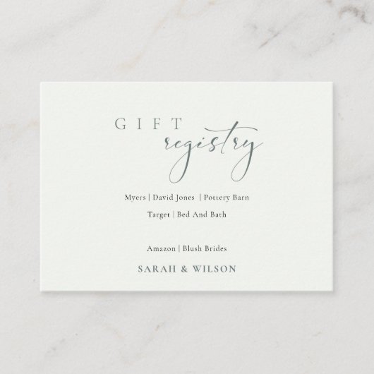 シンプルScript Black & Whiteのギフト結婚登録 エンクロージャーカード (正面)