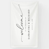 シンプルScript Black & Whiteの結婚Welcome Banner 横断幕 (縦)
